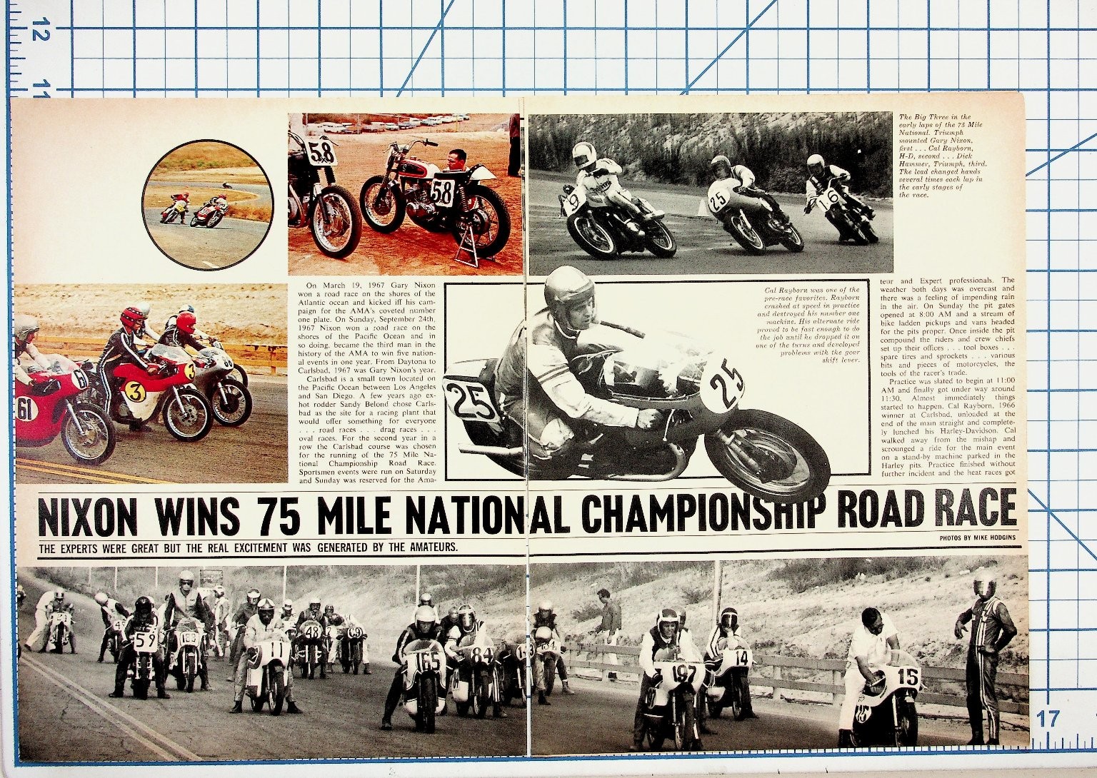 1967 Gary Nixon AMA 75 Mile National Championship Motorcycle Road Race Clipping