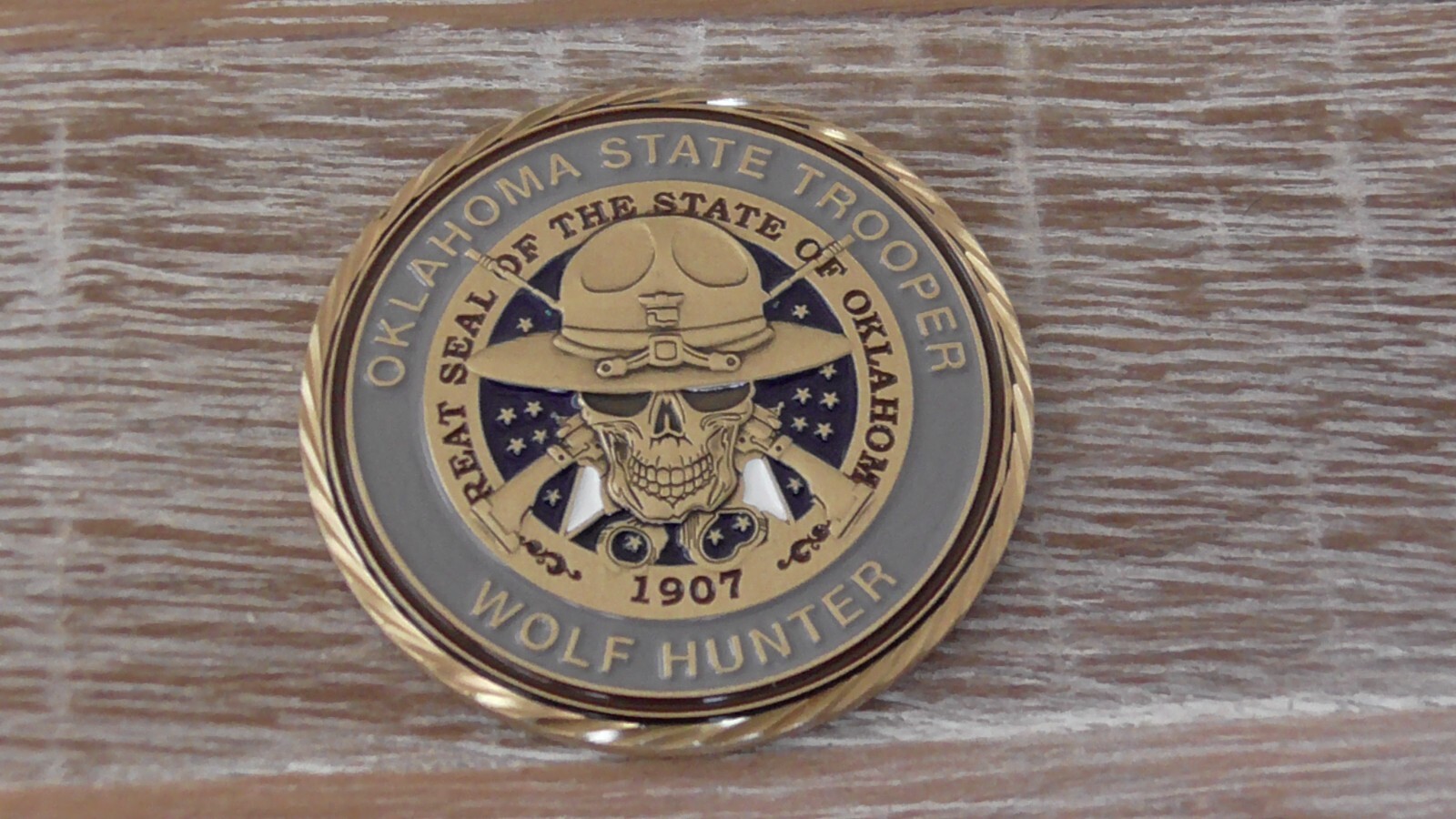 OHP Oklahoma Highway Patrol State Trooper Wolf Hunter Challenge Coin #E713