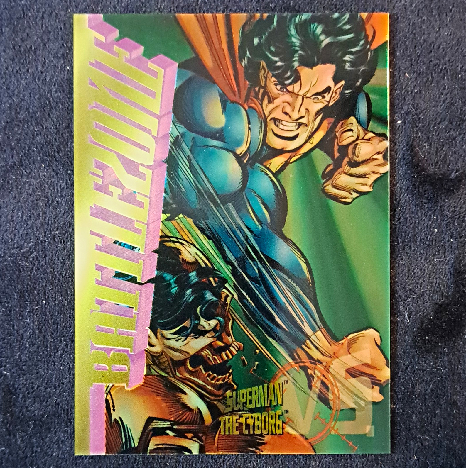 1995 SkyBox DC Chrome BATTLE ZONE Insert #B1 Superman vs. The Cyborg Card