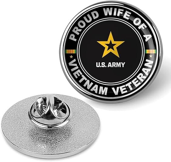 Proud Wife of a Vietnam Veteran Tie Suit Shirt Lapel Pin - Silver