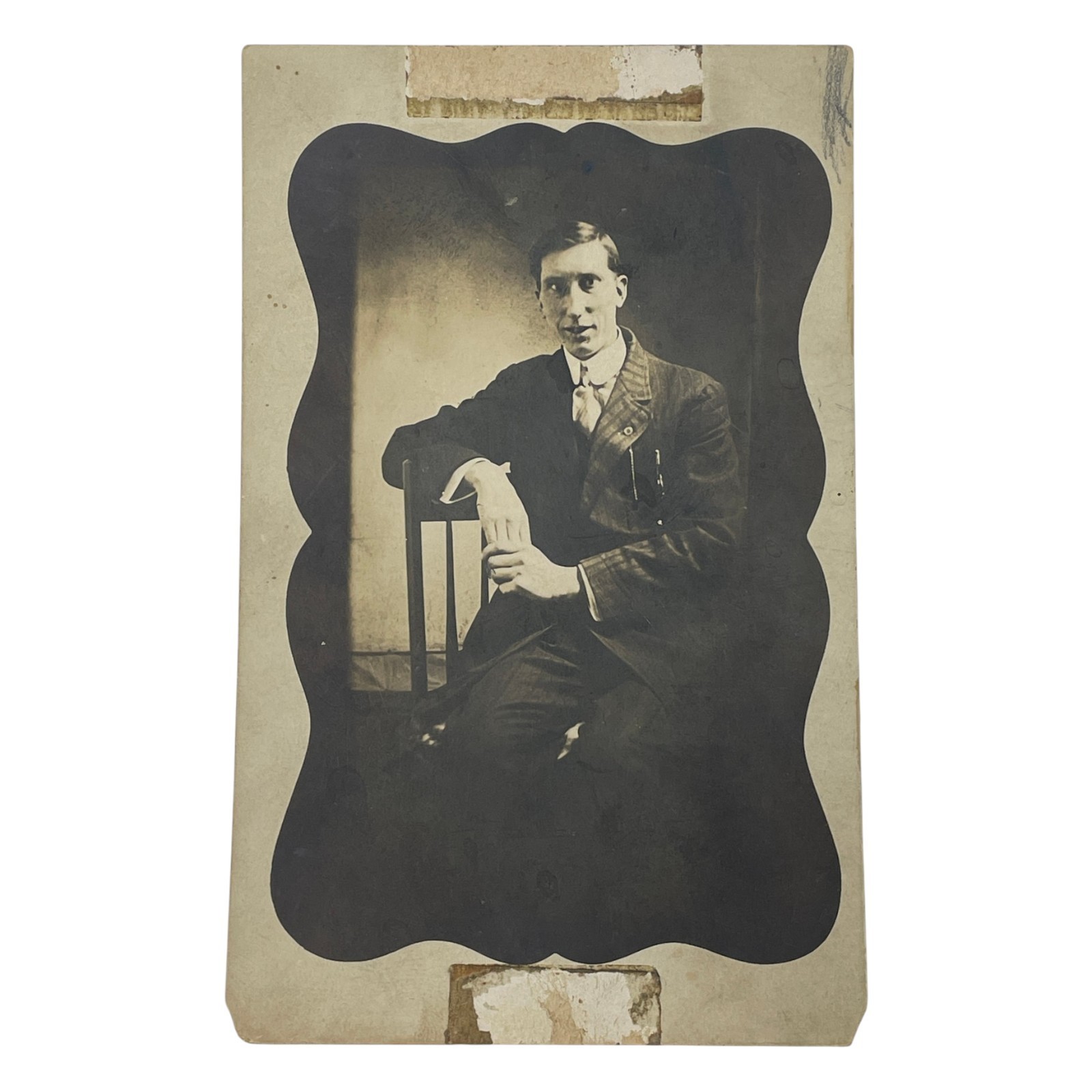 Vtg 1910s Elmer George Zeigler RPPC Young Man Suit Portrait Real Photo Postcard