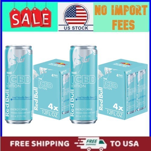 3 Pack Red Bull Iced Edition Iced Vanilla Berry Energy Drink 4 Pack 12 oz Cans