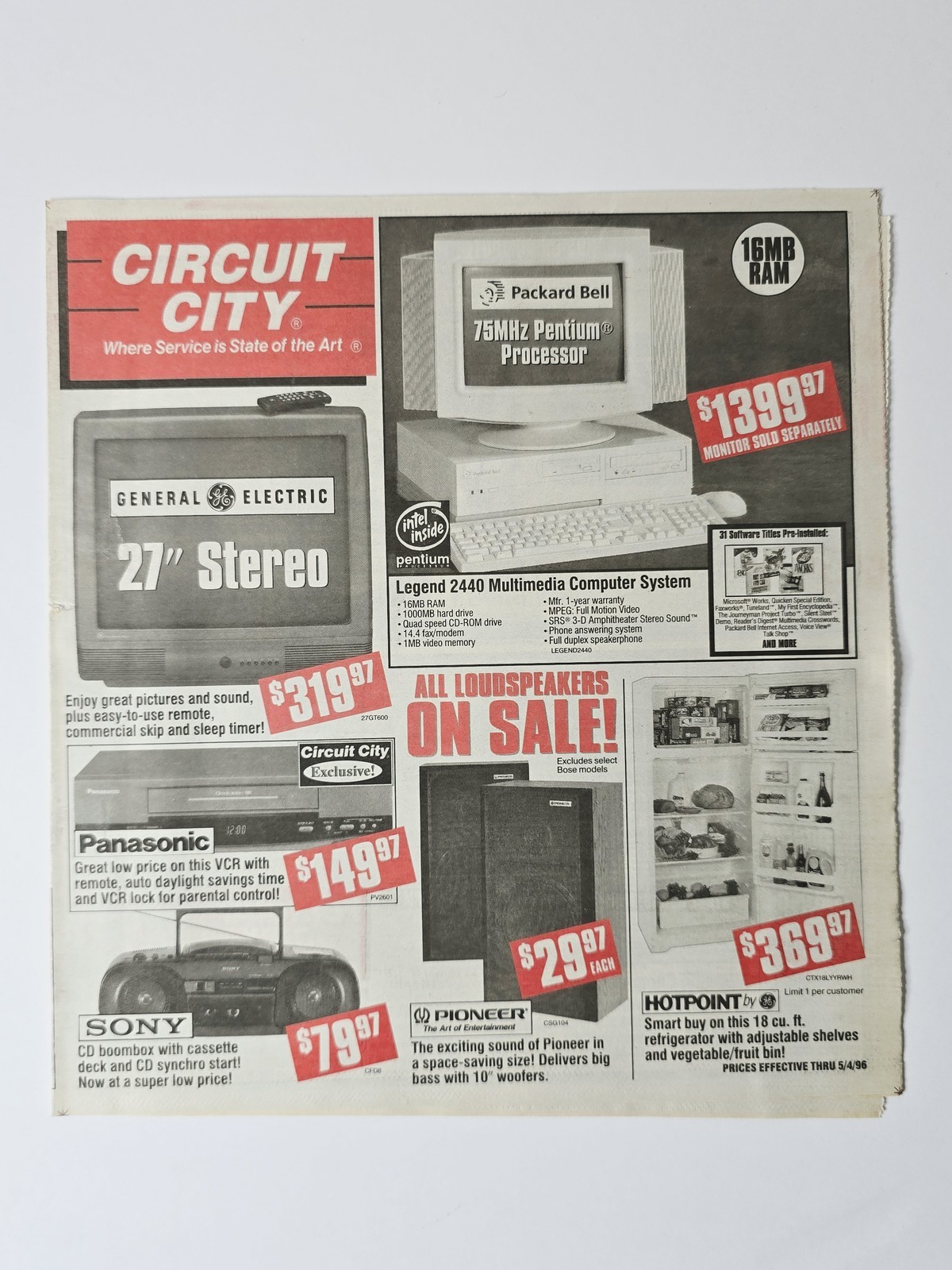 Circuit City 1996 Sony JVC RCA Camcorders Electronics 20 Page Vintage Circular