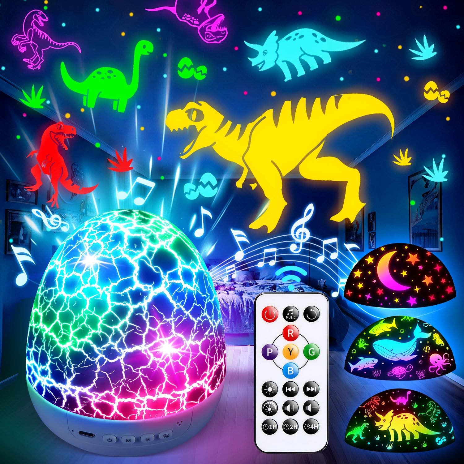 PIKOY Dinosaur Night Light Projector Easter Eggs Toy