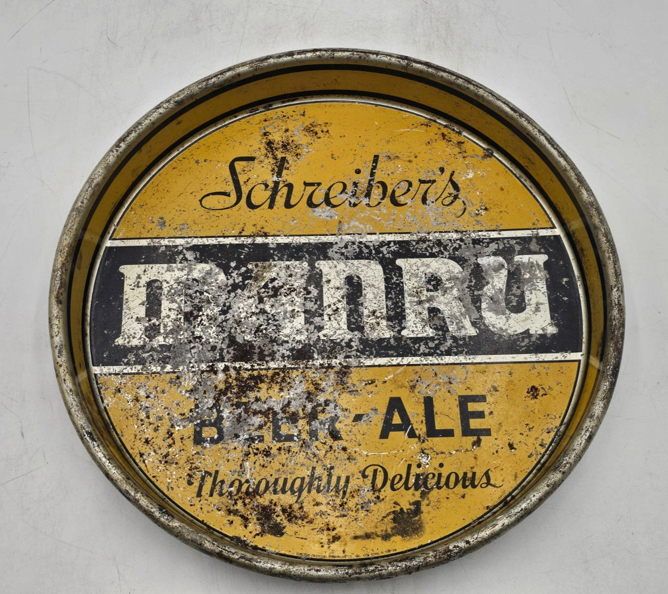 Schreiber Brewery Manru Beer Tray Antique 30s Rare Vtg Buffalo NY Lager 13”