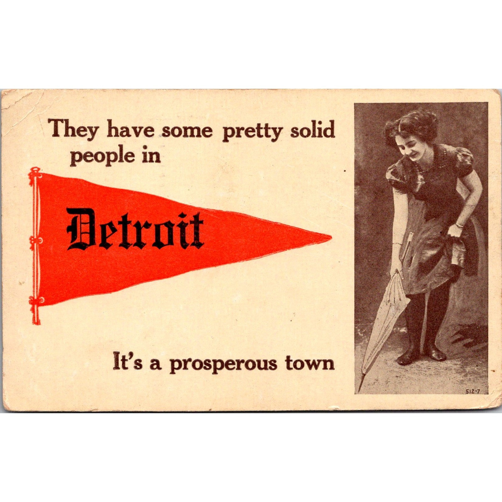 Solid People In Detroit It's A Prosperous Town 1912 Vintage Postcard SP9-9
