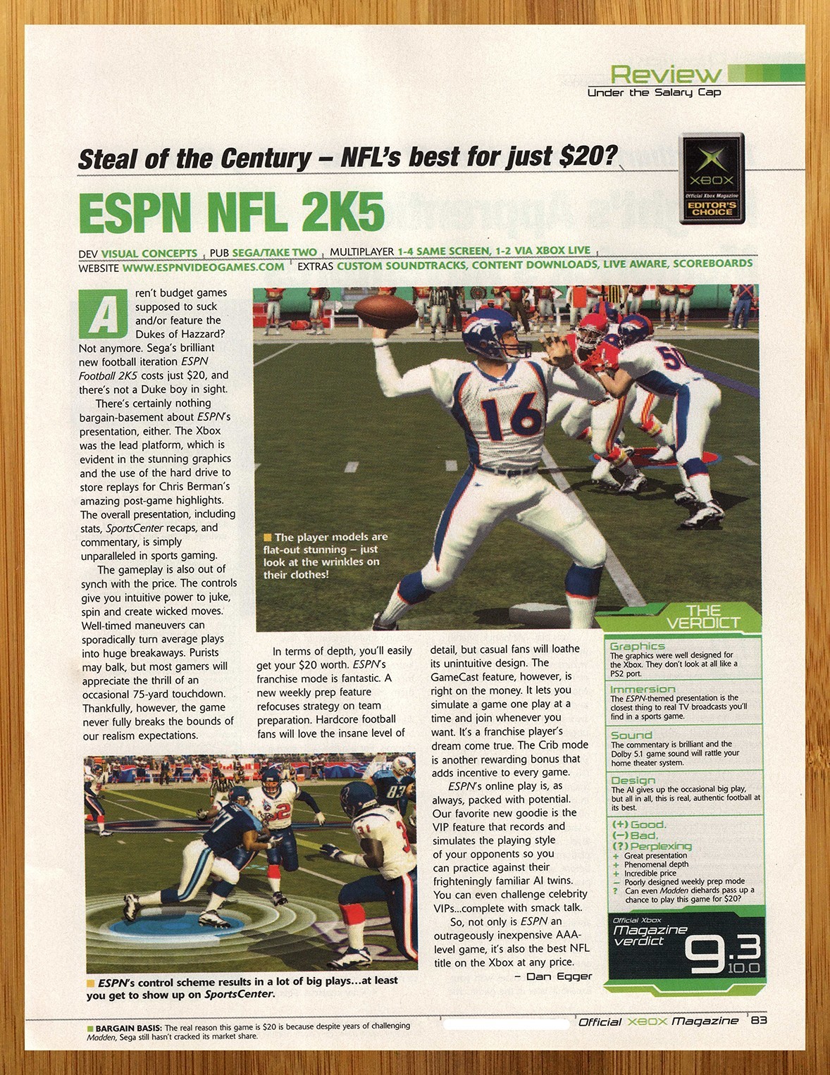 2004 ESPN NFL 2K5 Xbox PS2 REVIEW Print Ad/Poster Football Video Game Promo Art