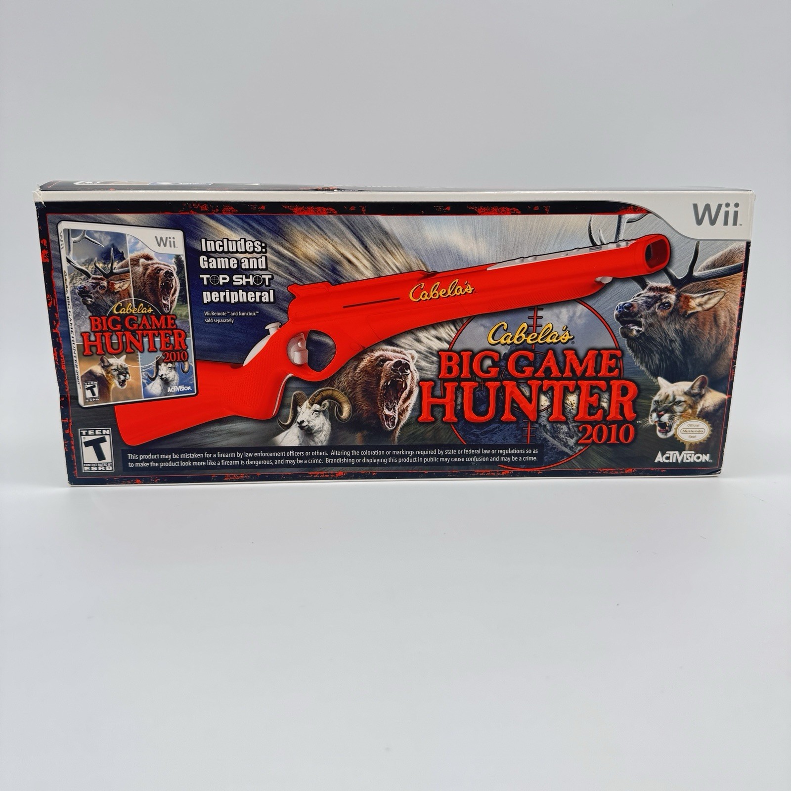 Nintendo Wii Cabela's Big Game Hunter 2010 Game & TOP SHOT Peripheral Gun NEW