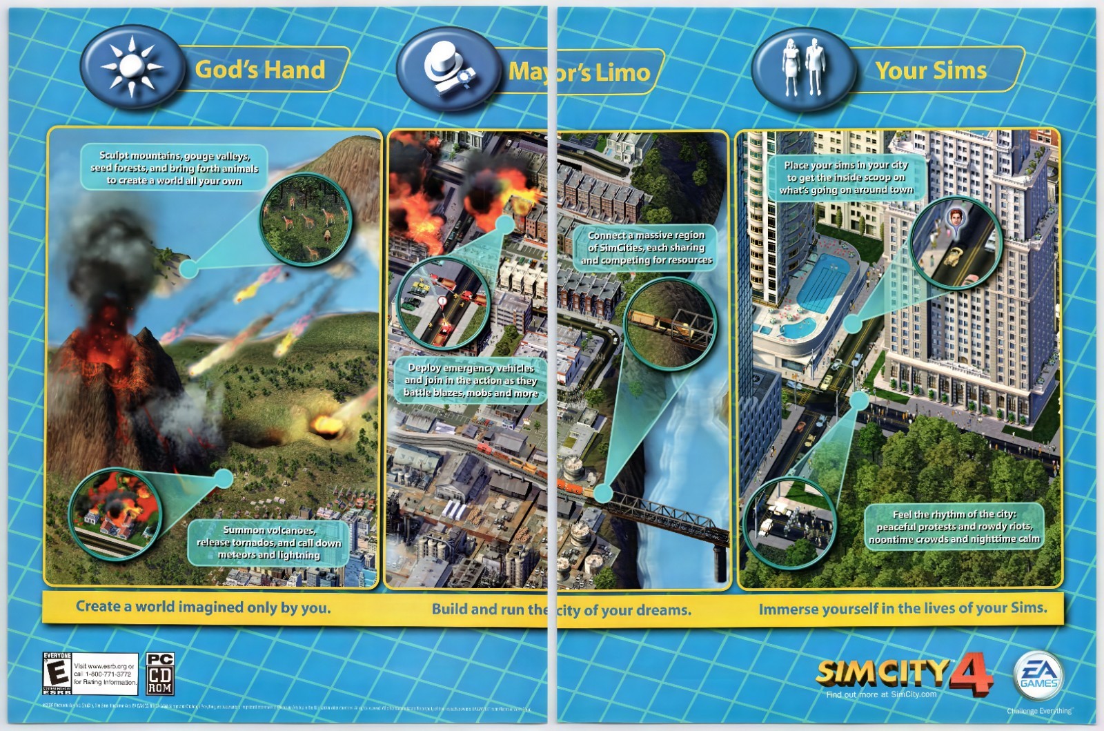 SimCity 4 - Sim City - PC Game - Vintage Original Print Ad/Poster Promo Art 2002