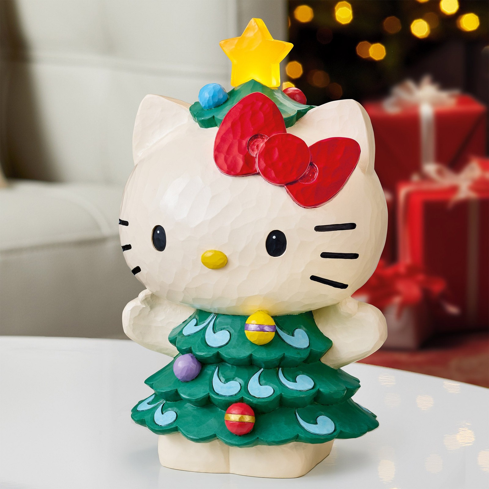 [Jim Shore] NEW, Hello Kitty Christmas Tree with LED Star 14.75 in.