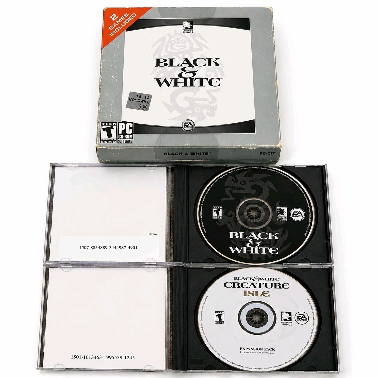 RARE EA Black & White + Creature Isle Expansion PC 2003 Twin Pack 