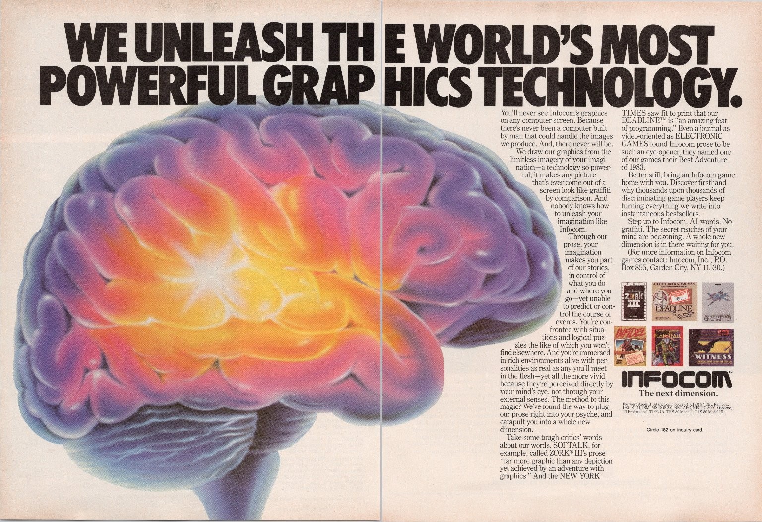 Infocom Vintage 1984 2 Page Print Ad Powerful Graphics Technology Brain Art