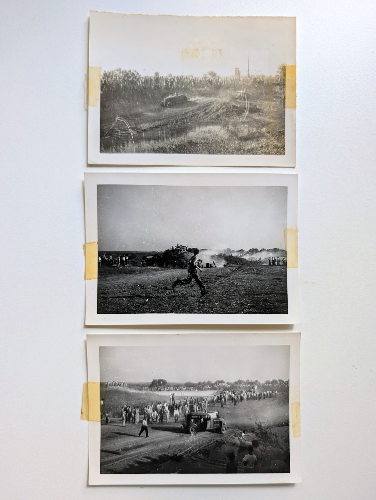 c1940s Jalopy Stock Car Racing Dirt Track - Old Original Vintage Photos Lot of 3