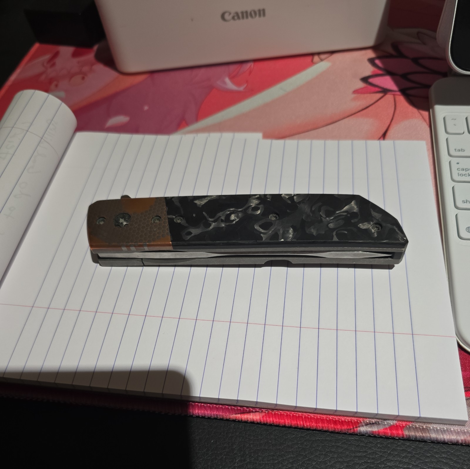 Pohan Leu Custom Knives Hamachi Titanium Knife Folder Carbon Fiber