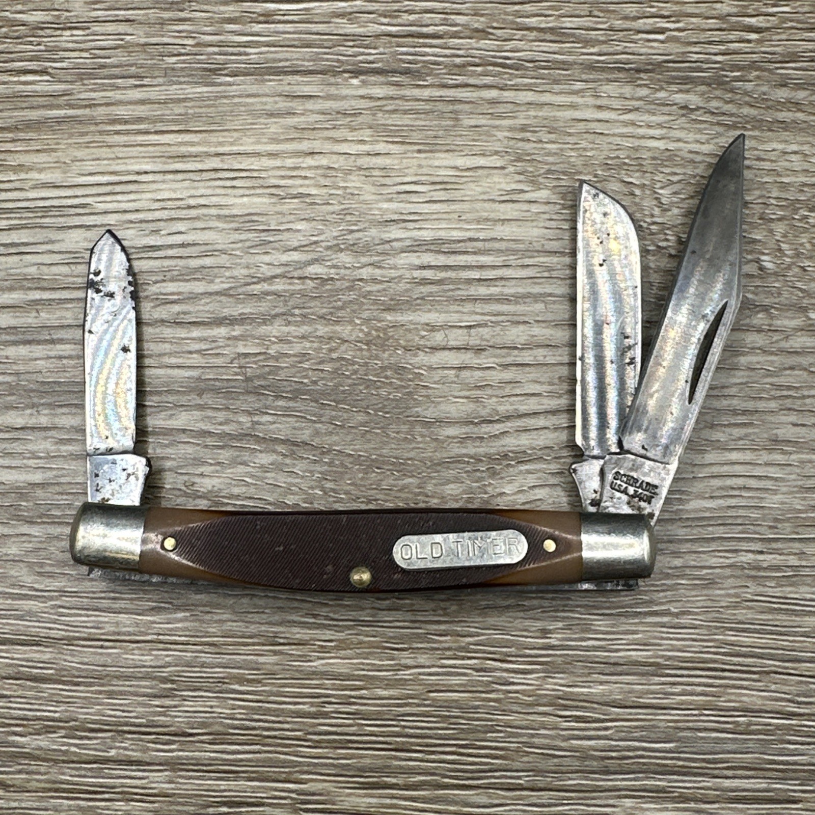 Vintage Schrade USA 34OT Old Timer 3 Blade Stockman Pocket Knife