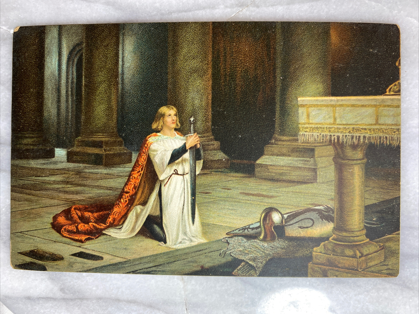 Antique Art Painting Stengel & Co. Postcard The Vigil by John Petite Knight Pray