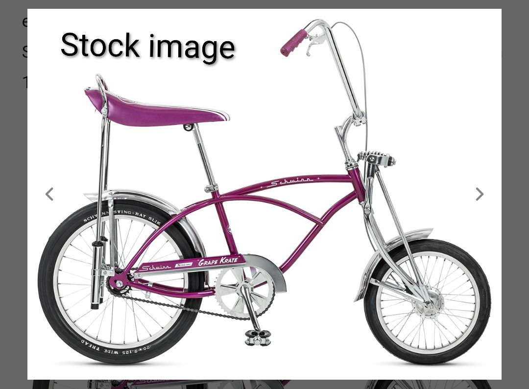 NOS New In Box 1999 Schwinn Stingray Grape Krate Single Speed Coaster Bicycle 