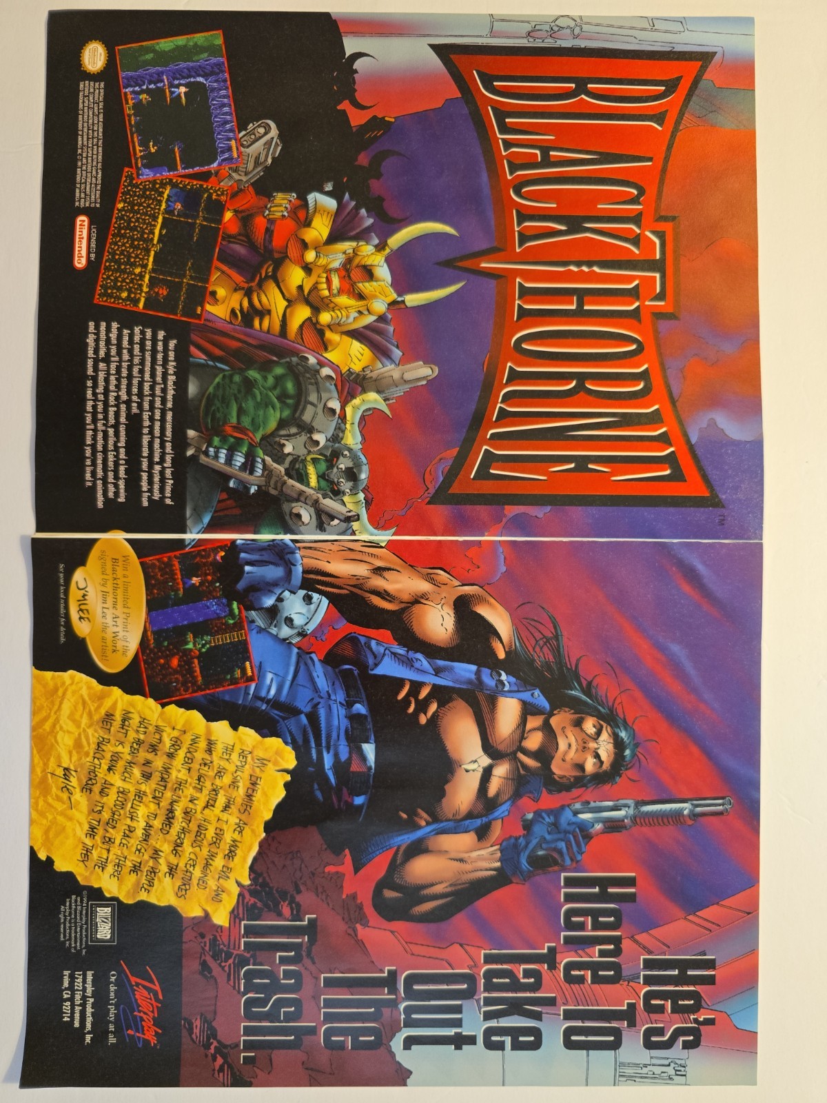 ​Vintage Capcom Captain Commando & Blackthorne Jim Lee Magazine Ad Spread