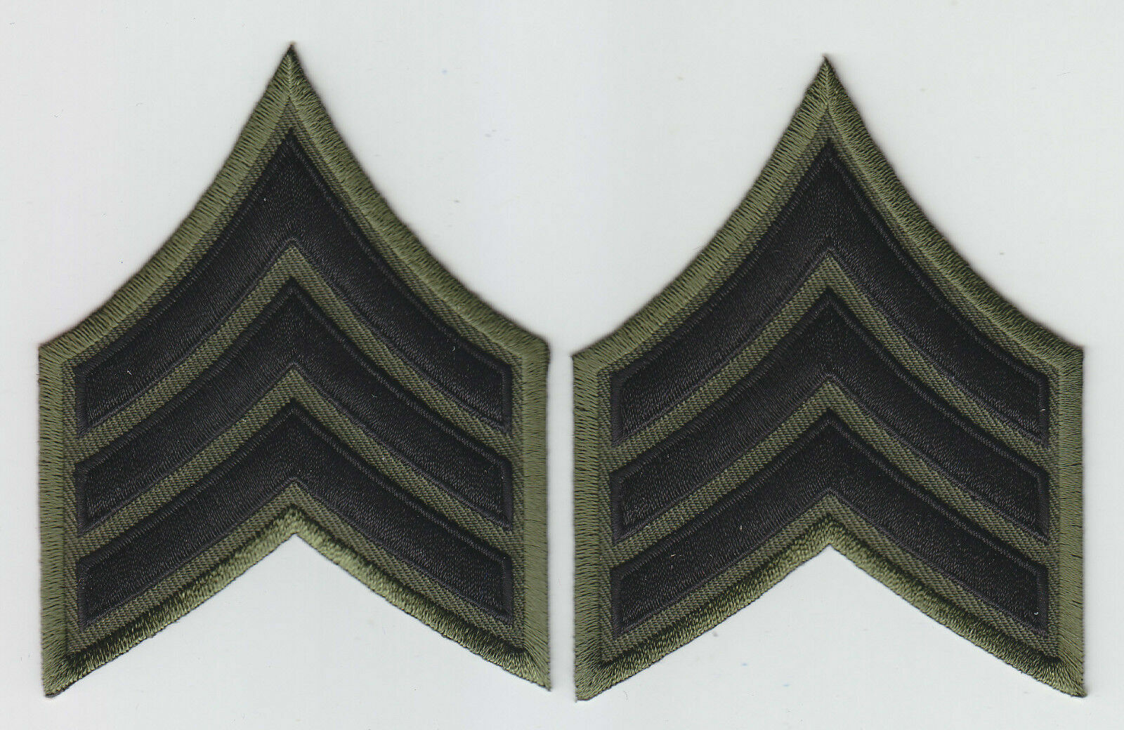 SGT Sergeant Chevrons subdued BLACK on OD Green 3