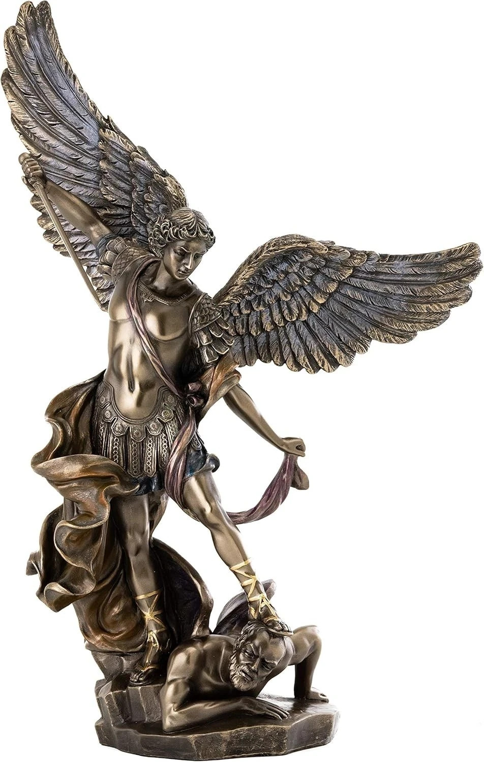 15 Inch Large St. Michael Archangel Cold Cast Bronze Statue for Church Sanctuar