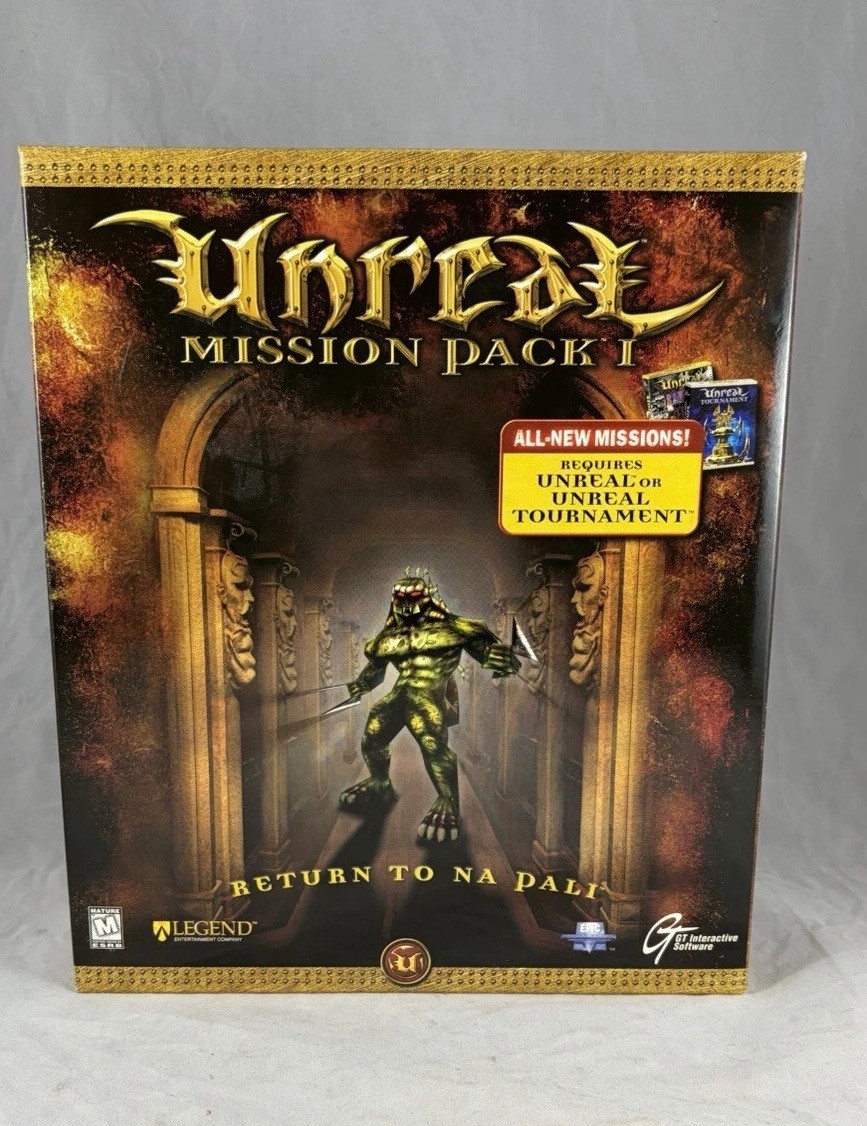 Unreal Mission Pack 1: Return to Na Pali PC (1998) Rare Big Box vtg