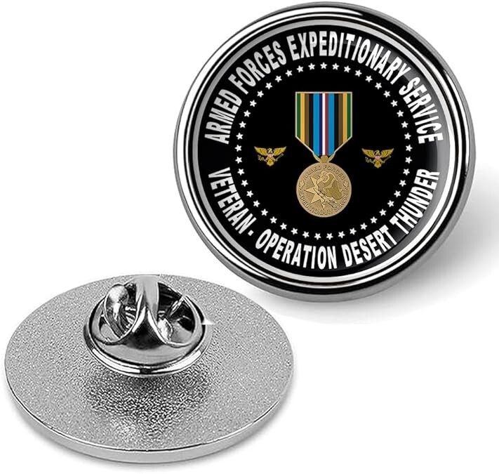 Silver Armed Forces Expeditionary Service Operation Desert Thunder Lapel Pin