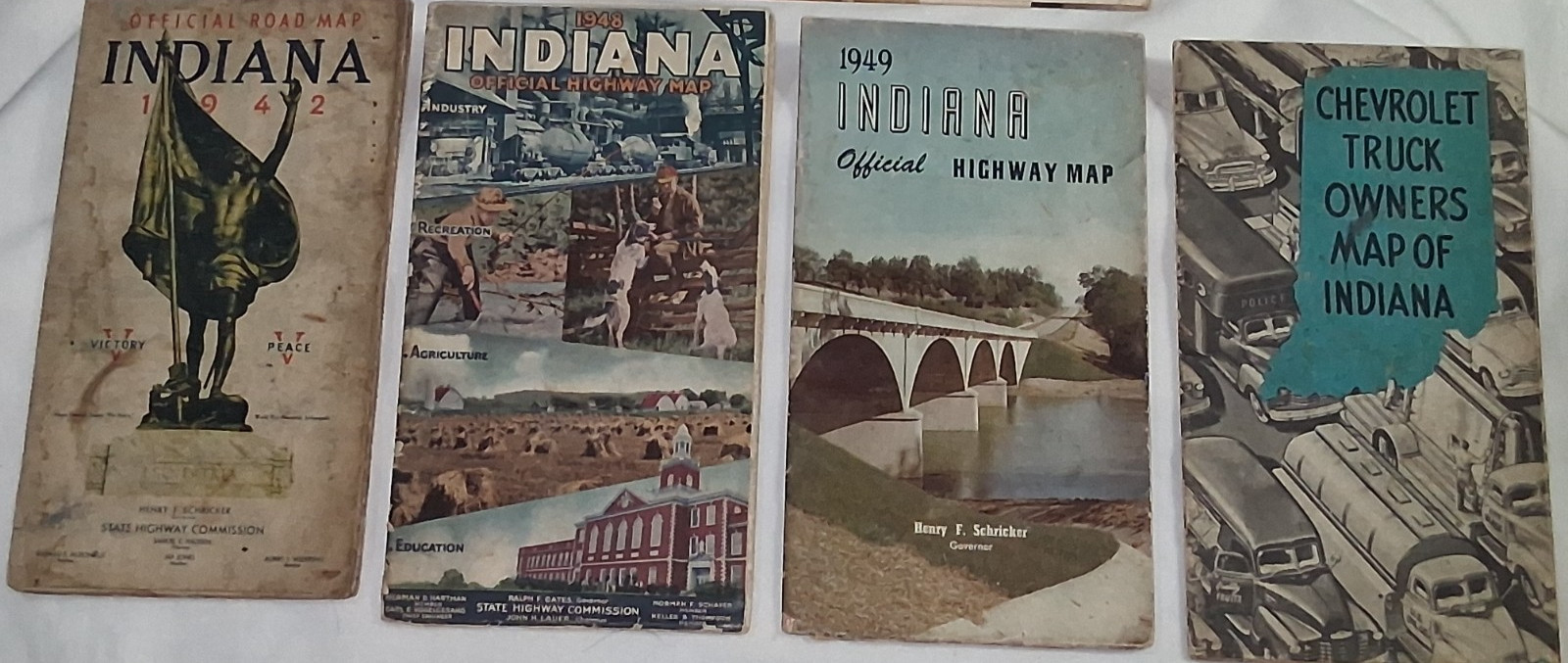 Vintage Indiana Road Maps 1942 1948 1949 Chevrolet Truck Map Lot