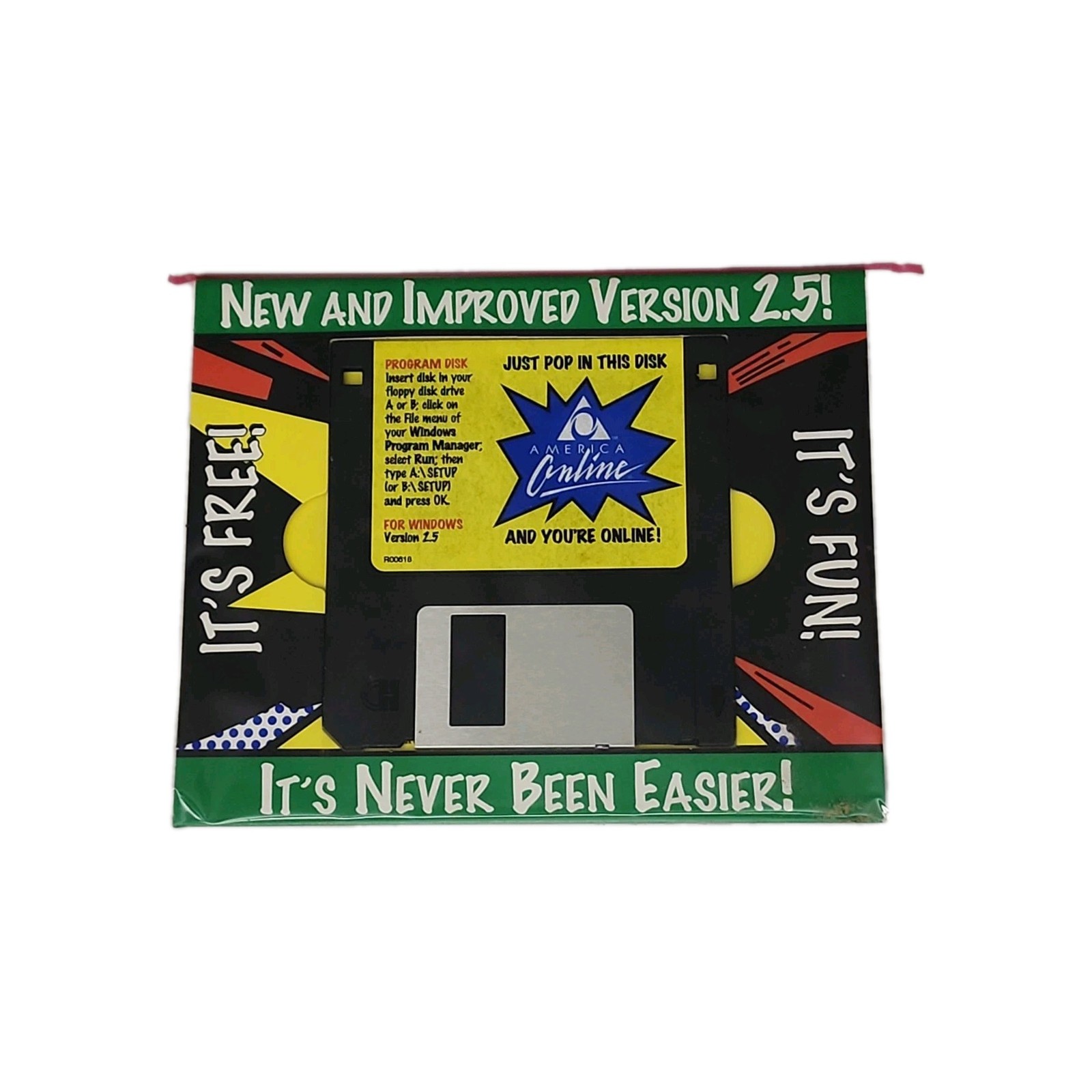 AOL America Online v2.5 Floppy Disk Vintage Software Rare Gray disk