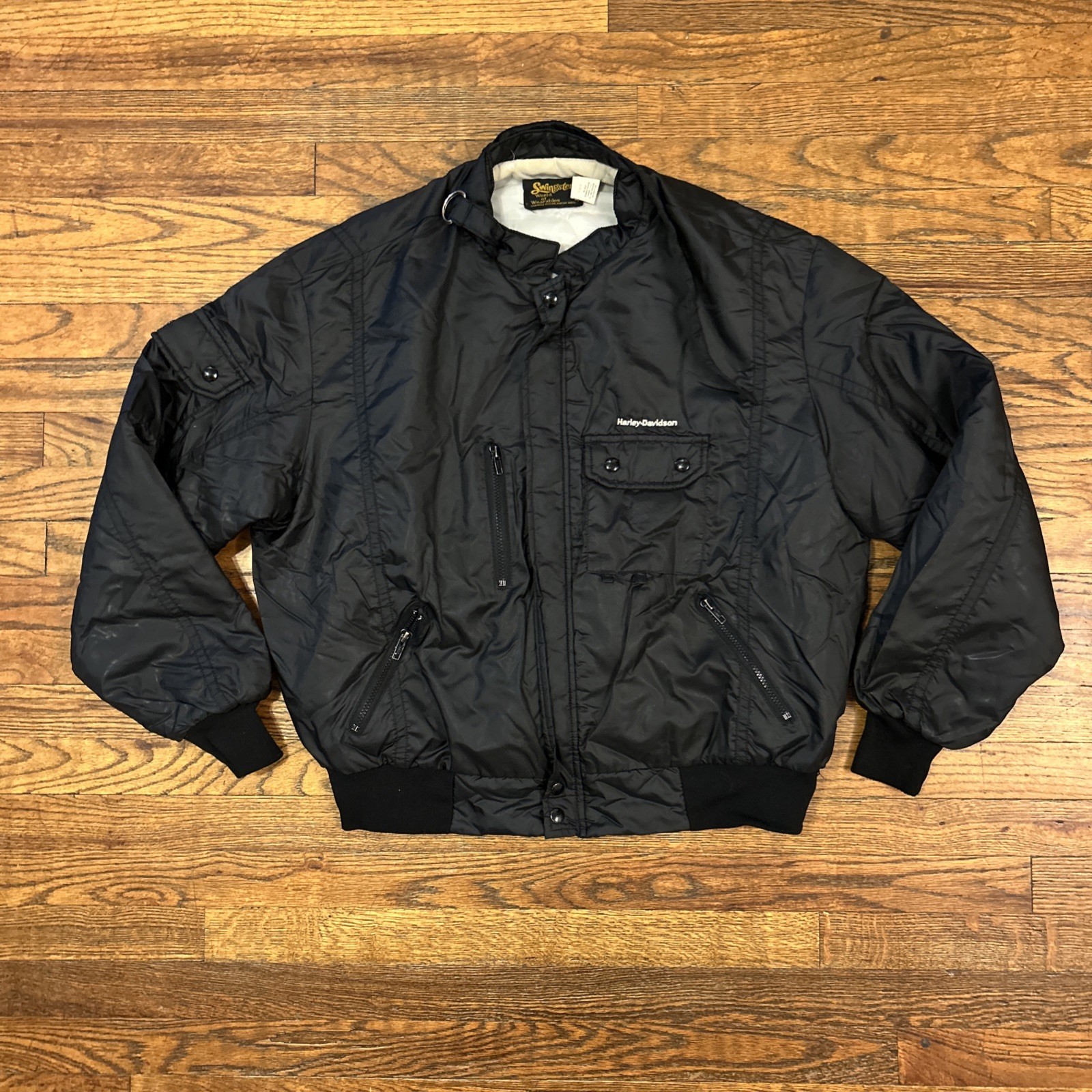 Vintage Harley Davidson Swingsters Full Zip Jacket Coat 1980s Black 80’s