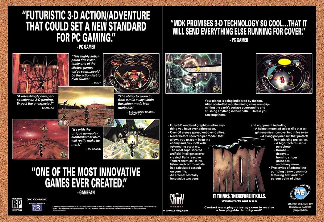 1997 MDK PC Original Advertisement / Retro Promo v6