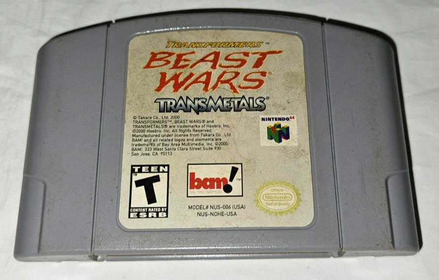 Transformers Beast Wars Transmetals Authentic N64 Nintendo 64 Cartridge 2000