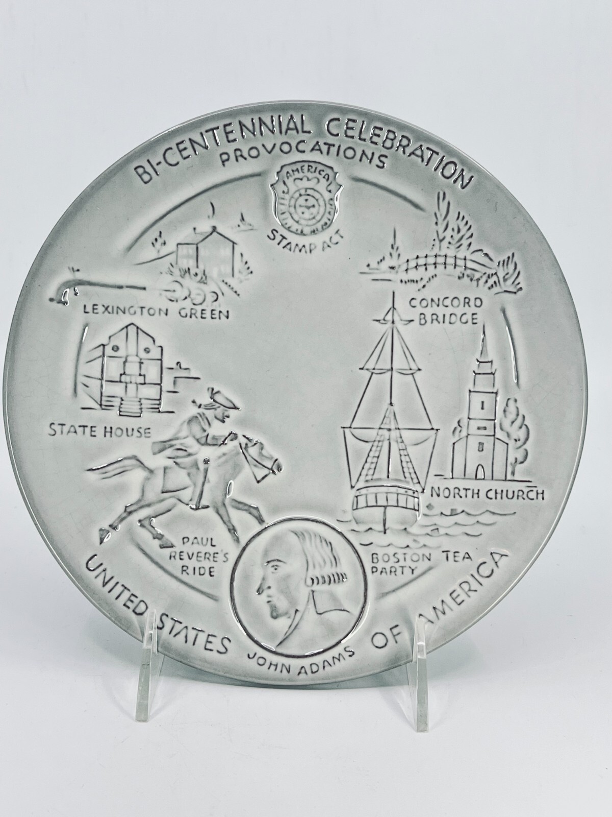 Set of 5 Frankoma Pottery Plates Commemorative Bicentennial  1972-76 Collectible