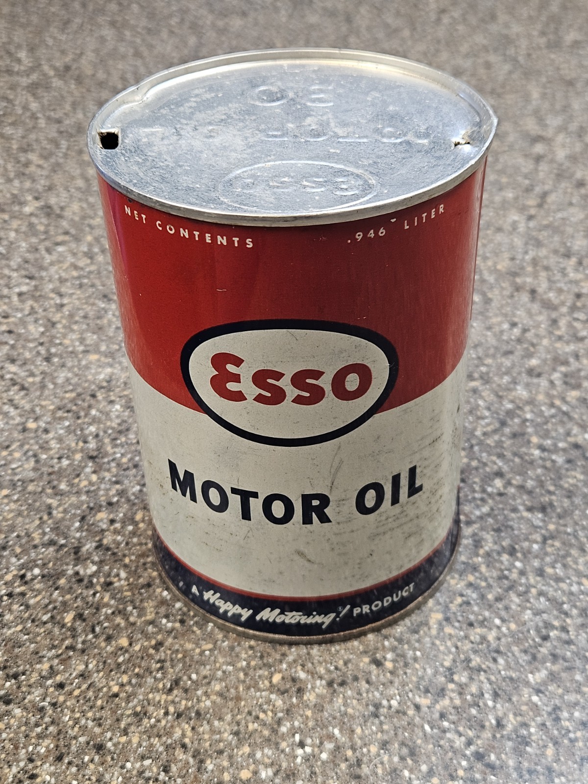 (Look) VINTAGE ORIGINAL ESSO MOTOR OIL 1 QUART TIN CAN VERY NICE COLLECTIBLE 
