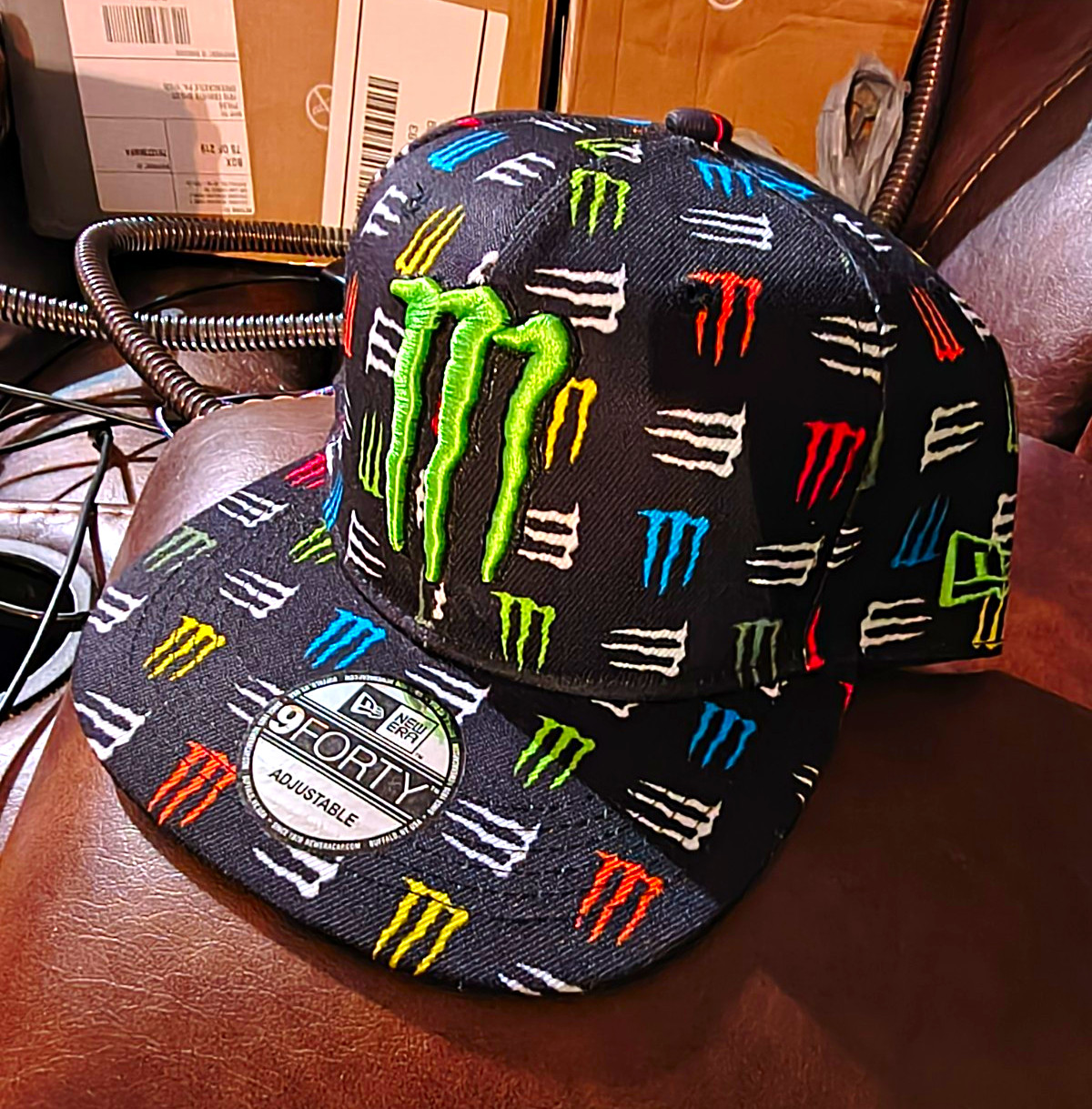 Monster Energy New Era 9FORTY Adjustable Snapback Hat Black Green Multicolor