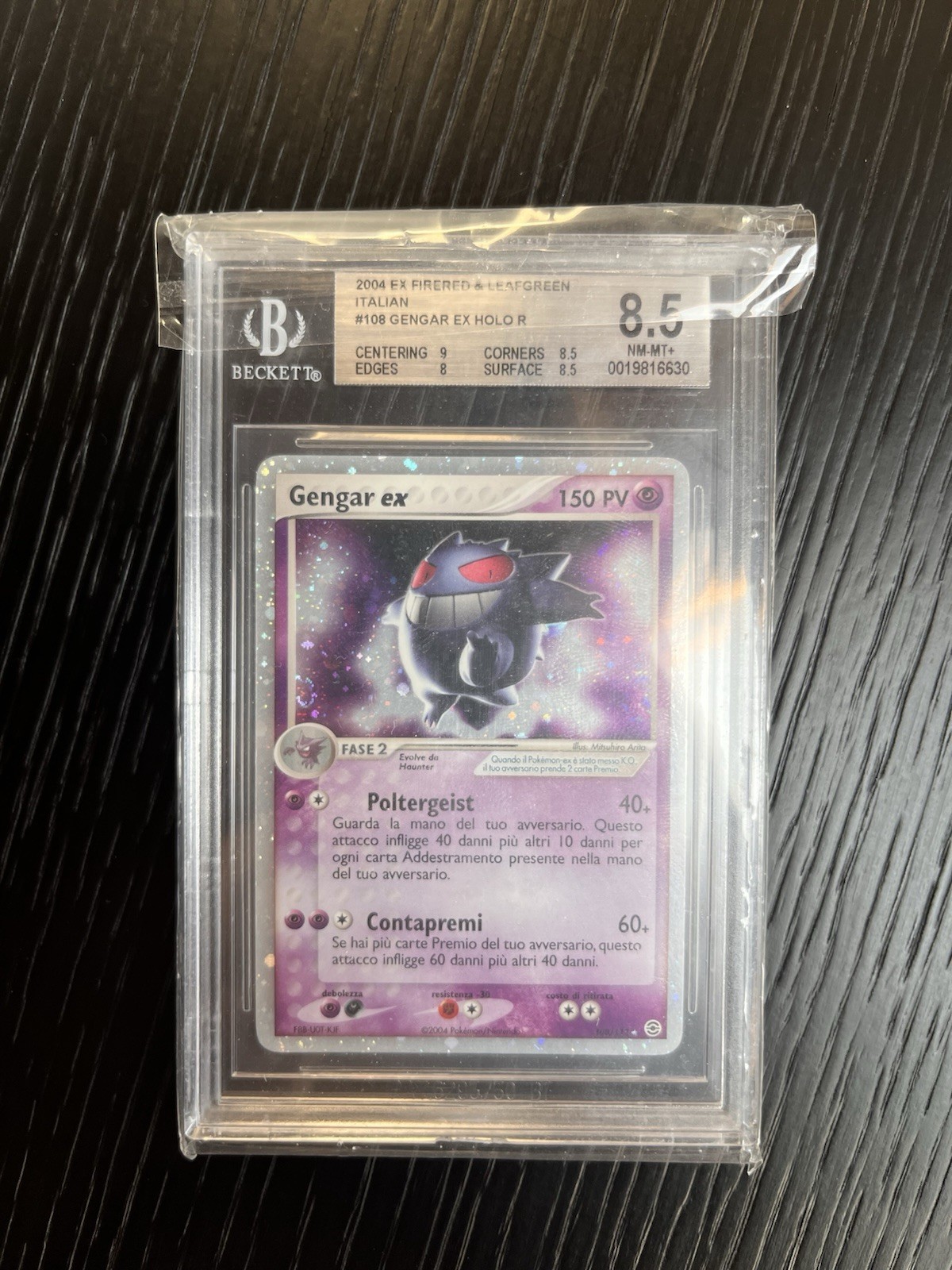 Gengar ex #108 EX FireRed & LeafGreen ITA BGS 8.5 DOUBLE SWIRL 🌀🌀