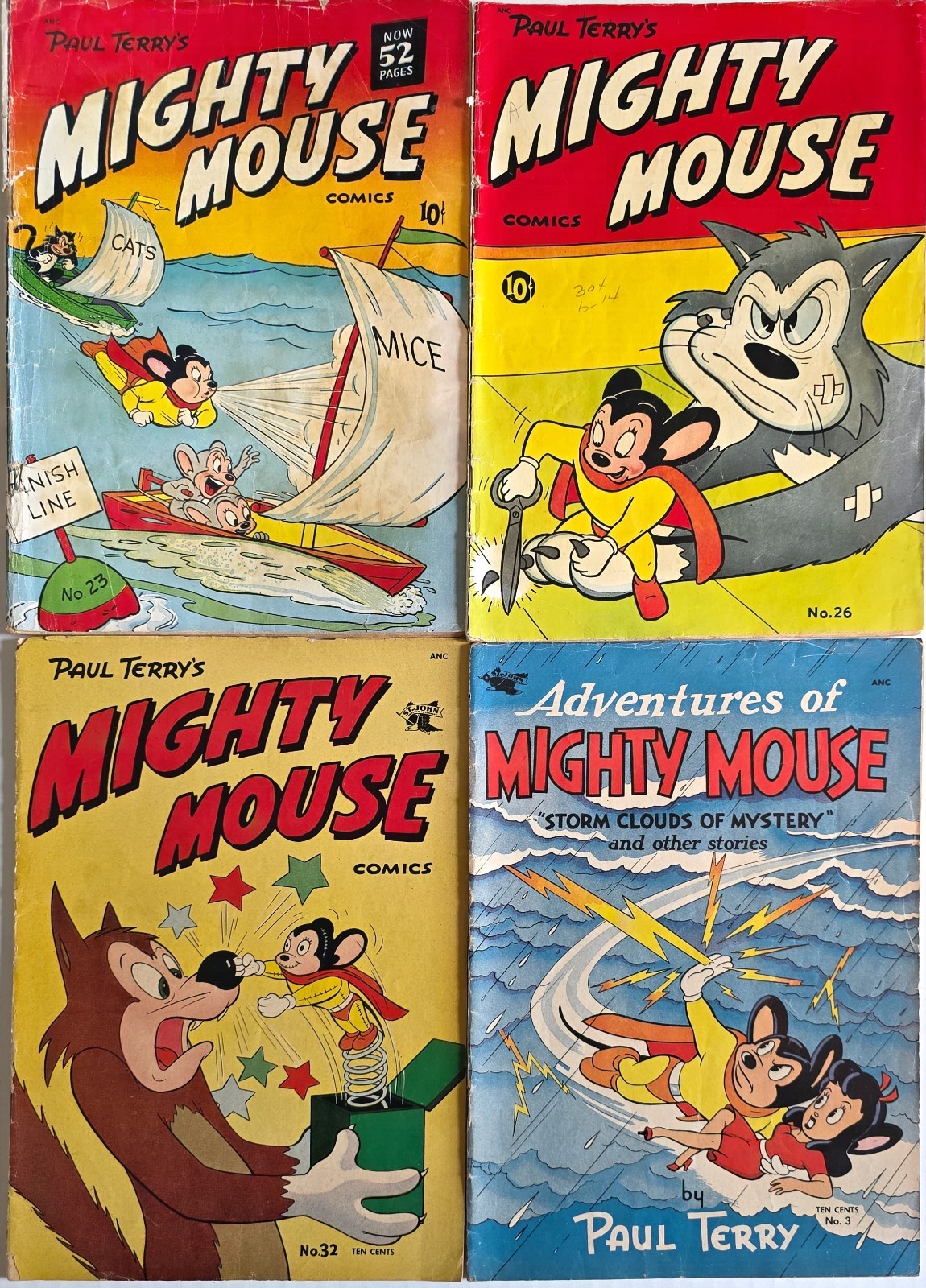 Paul Terry's Mighty Mouse Comic Lot (4) #23-33+#3* VG+ G 1951 St John Golden Age