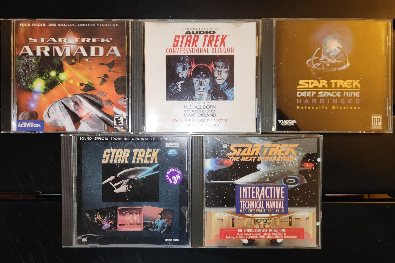 Star Trek Armada DS9 Harbinger Klingon PC 5 Disk Lot w/ Manuals Activision