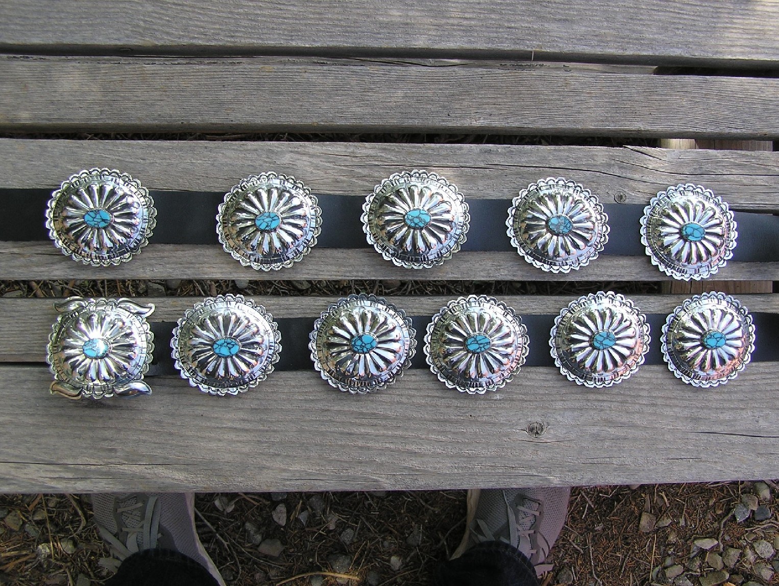 LARGE, Very Nice Navajo Indian Handmade Turquoise & Nickel Silver Concho Belt.