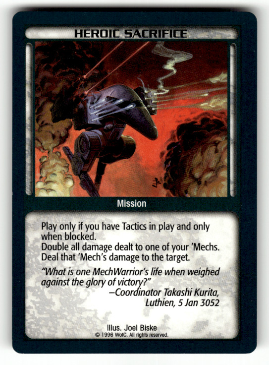 BATTLETECH MechWarrior Robot 1996 WotC Heroic Sacrifice Unlimited