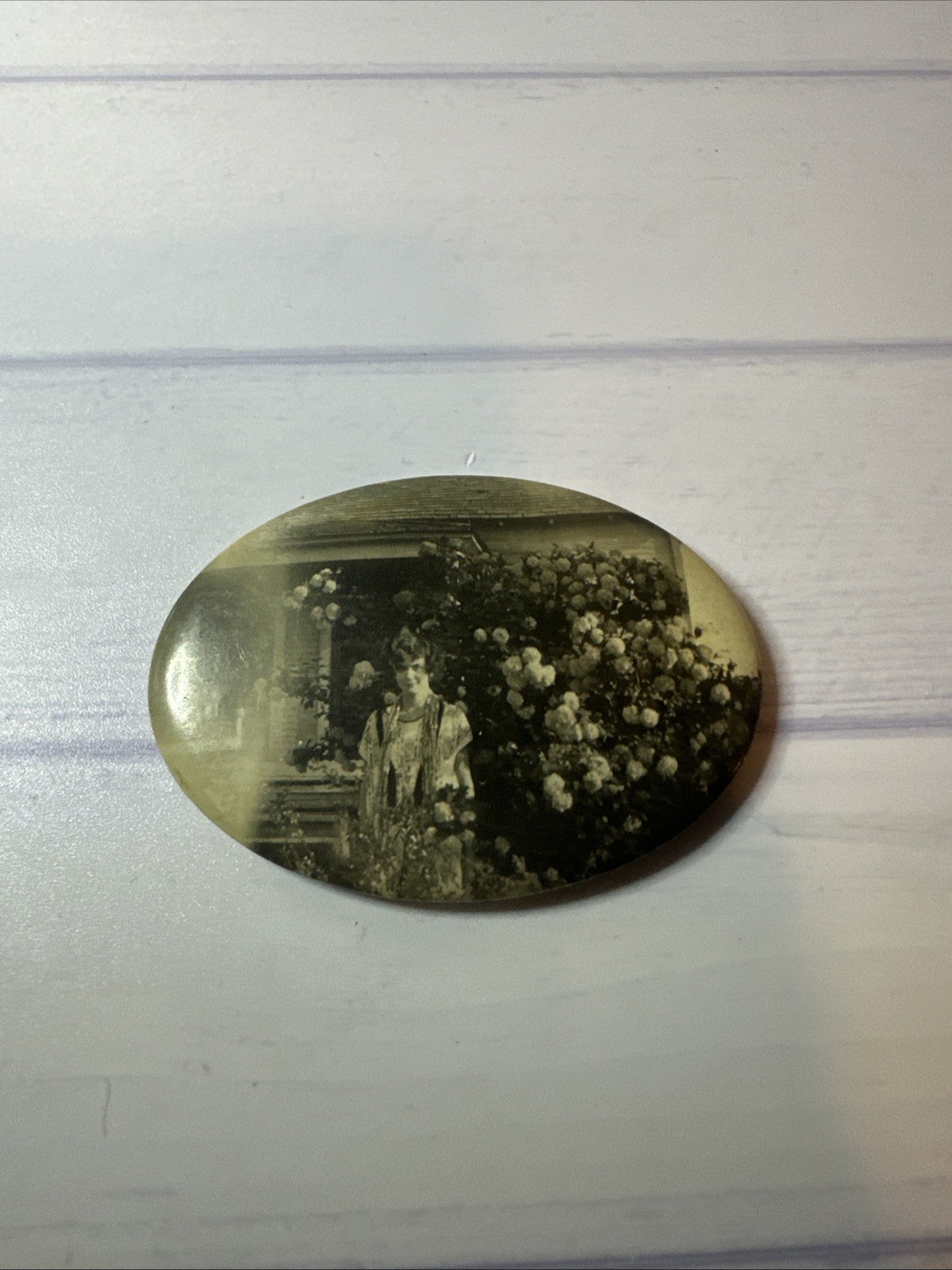 Antique - Portrait of Unidentified Woman - Oval Pocket Mirror