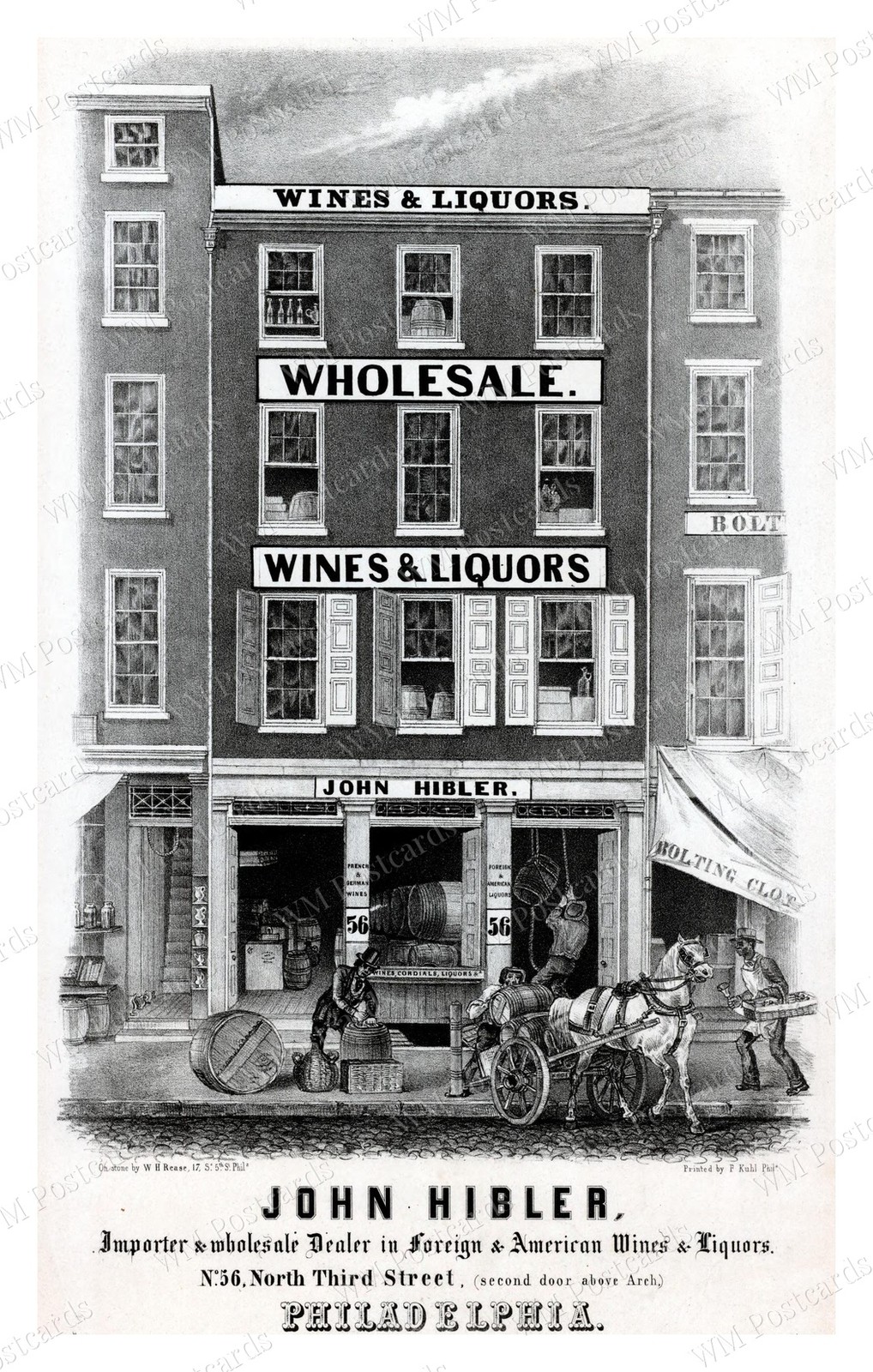 Philadelphia Pennsylvania 1844 Wines Liquors Wholesale Shop Standard Postcard