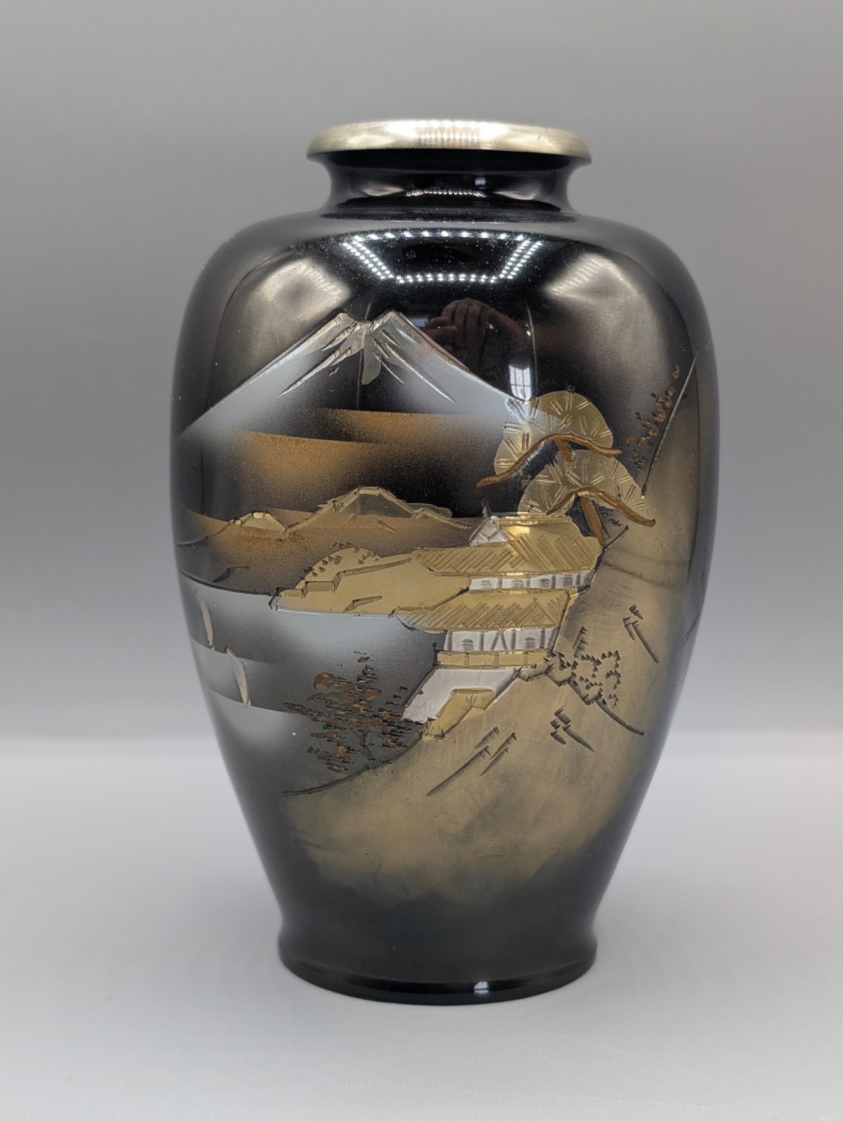 Vintage Mid-Century Japanese Mixed Metal Mount Fuji Vase CIRCA 1950\'s-1970\'s