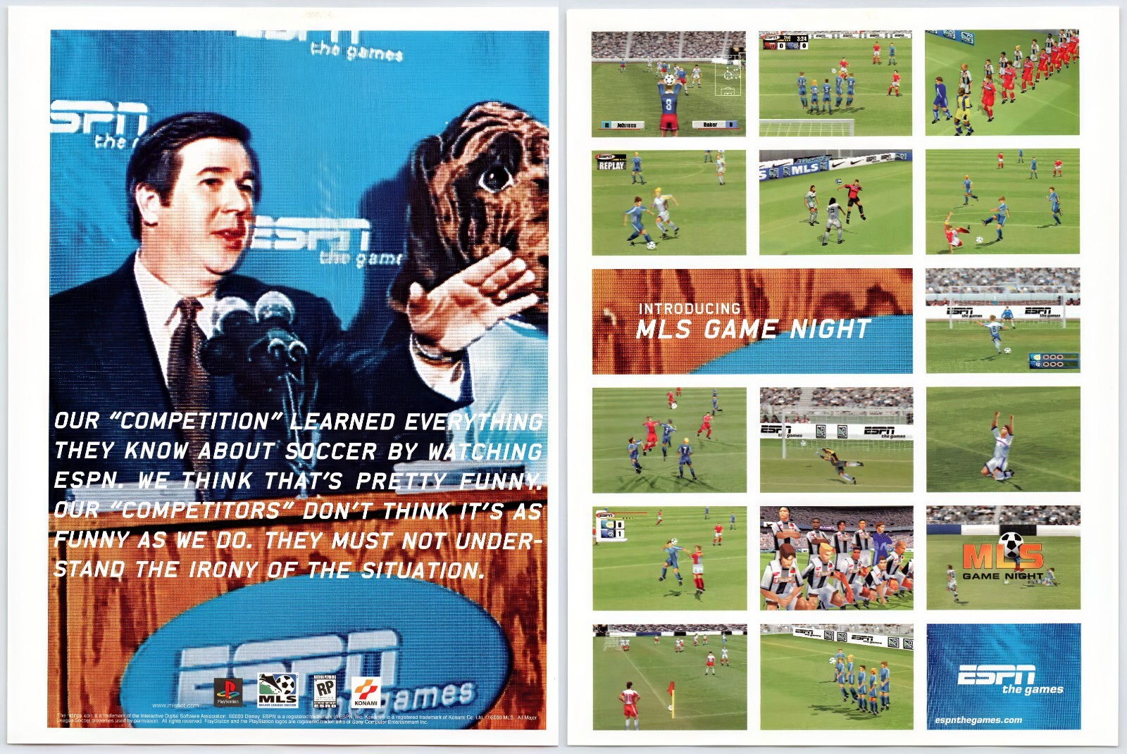 Vintage Print Ad 2000 ESPN MLS Game Night PS1 Sports Original Promo Poster Art
