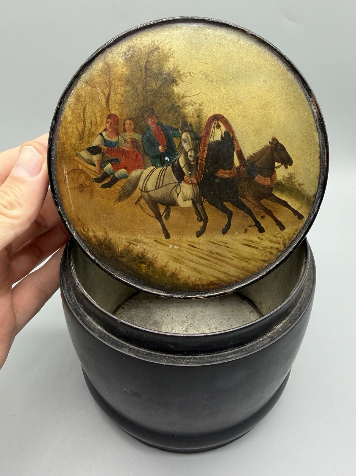 Antique Russian Imperial Vishnyakov Large Lacquer Box