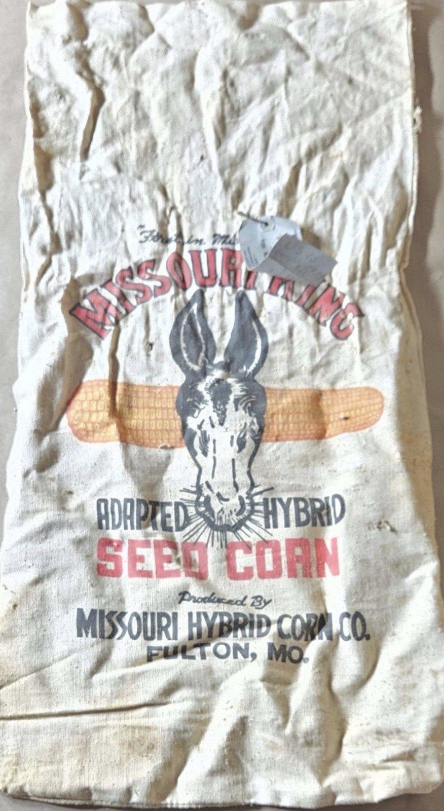 Vintage Missouri King Adapted Hybrid Seed Corn Bag Fulton\' Mo.