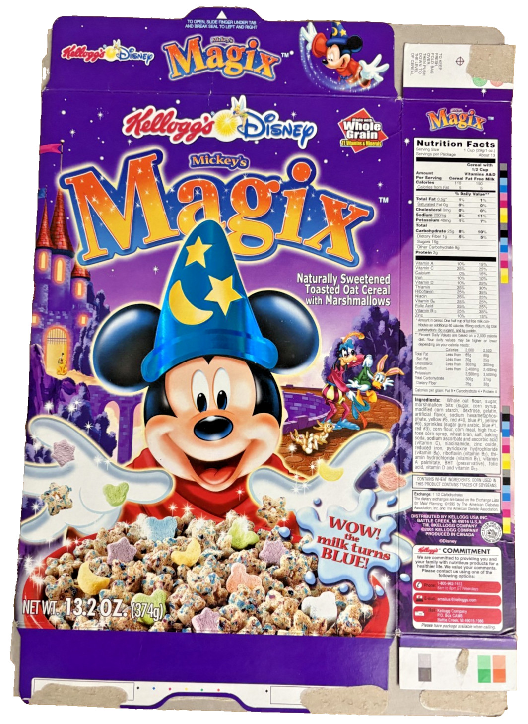 2001 Kellogg's Disney Mickey's Magix Cereal Box