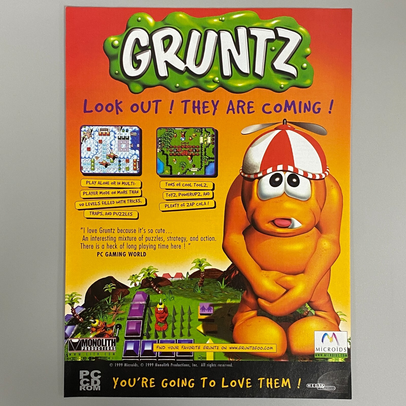 GRUNTZ PC CD-ROM VIDEO GAME MICROIDS 1999 VINTAGE RETRO ADVERT
