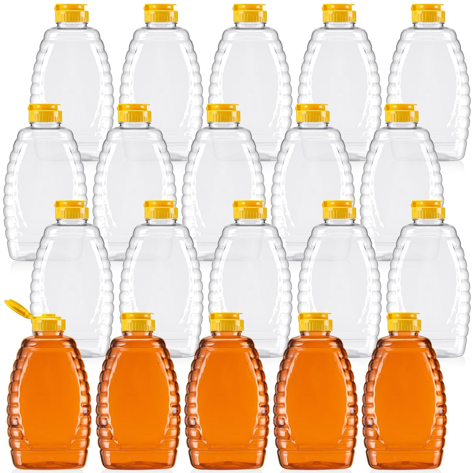 Layhit 20 Pieces 32 oz Plastic Honey Jars Clear Bottles with... 