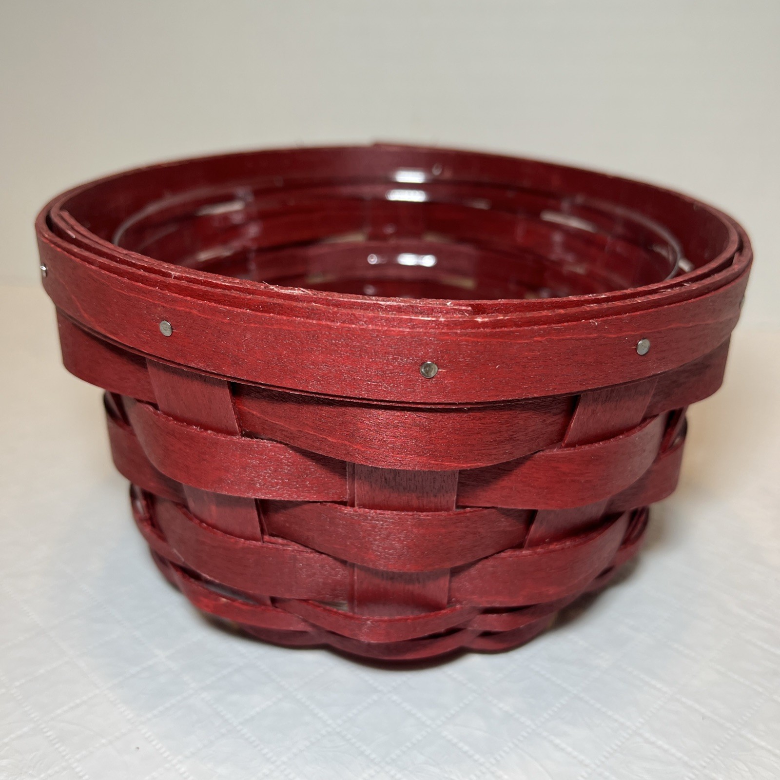 Longaberger 2012 Small Red Round  Basket With Protector 