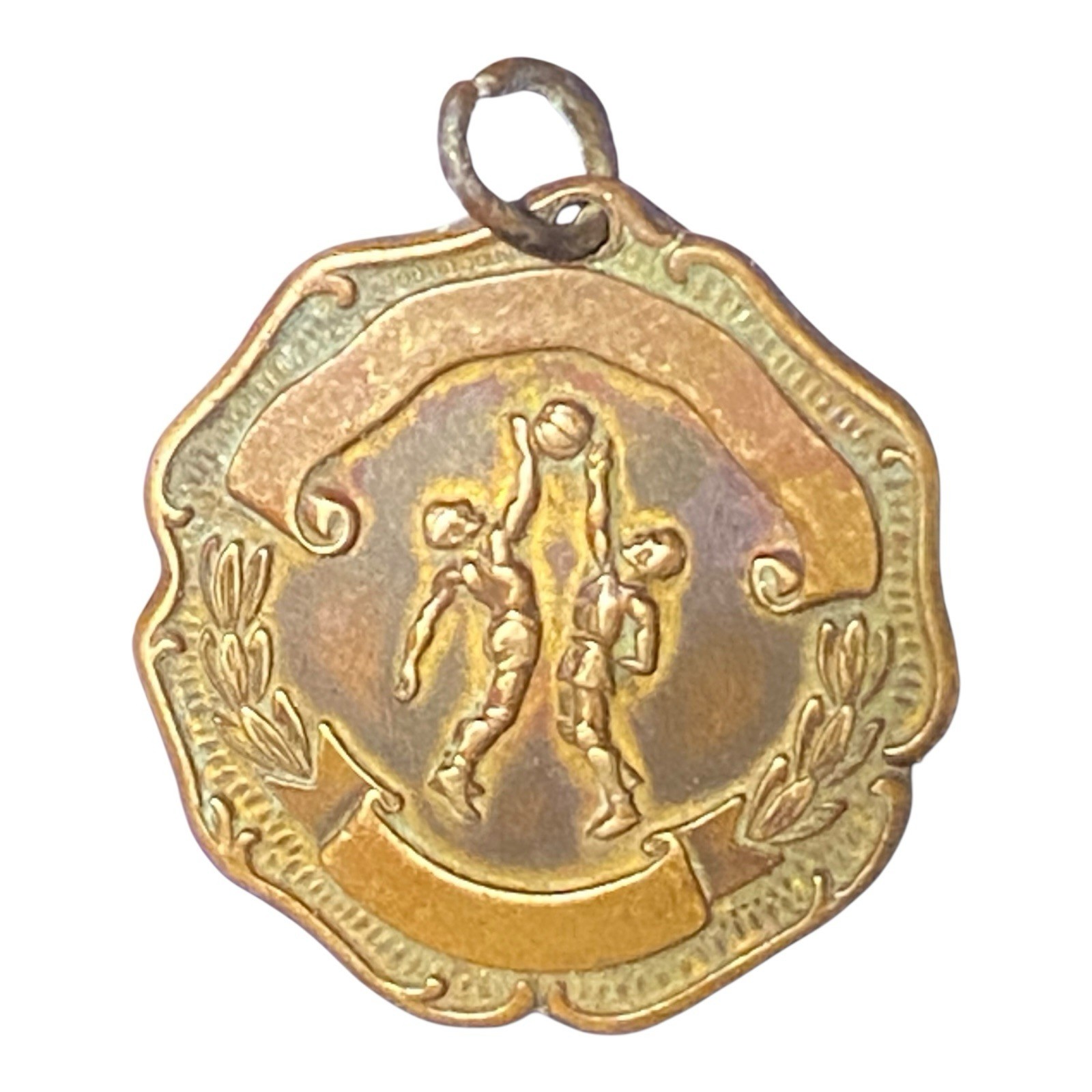 1947 1948 Basketball 2nd Place Medal Pendant Award High School Vintage C965